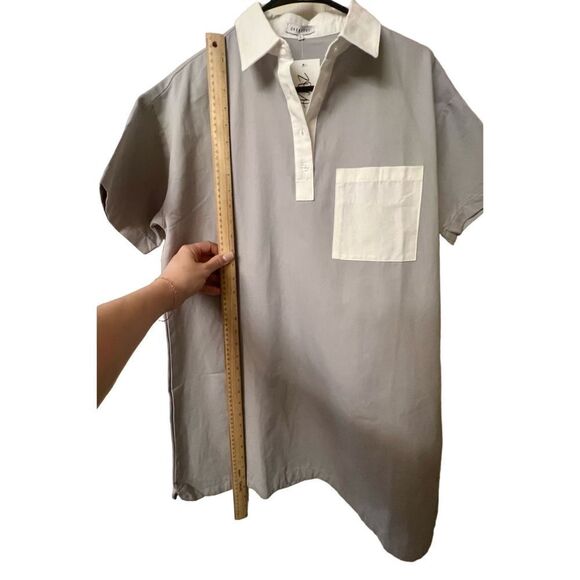 NWT Crescent Gray Contrasting Pocket Front Shirt Mini Dress Size Small - Picture 9 of 12